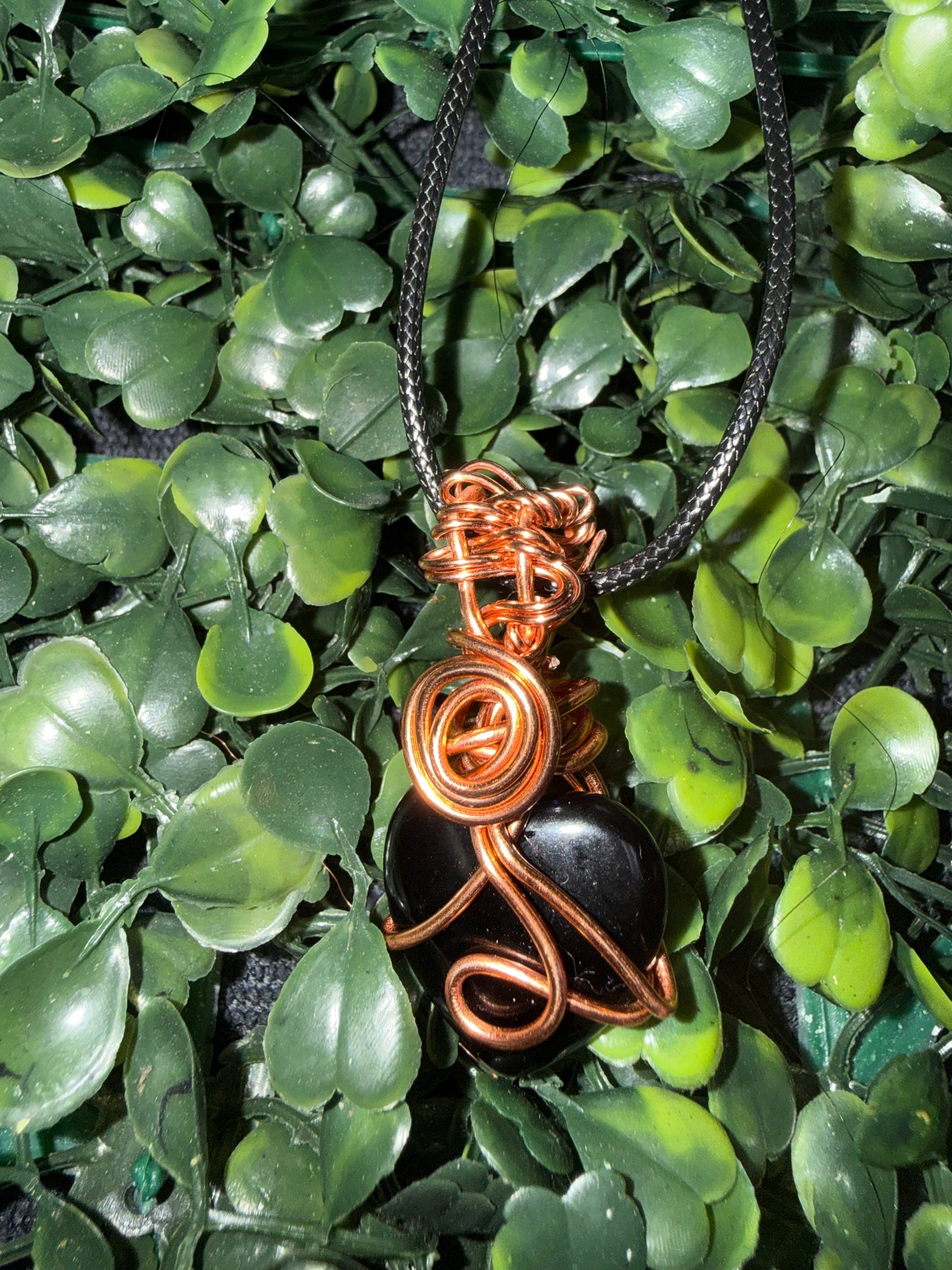 Copper wrapped Obsidian Crystal Heart