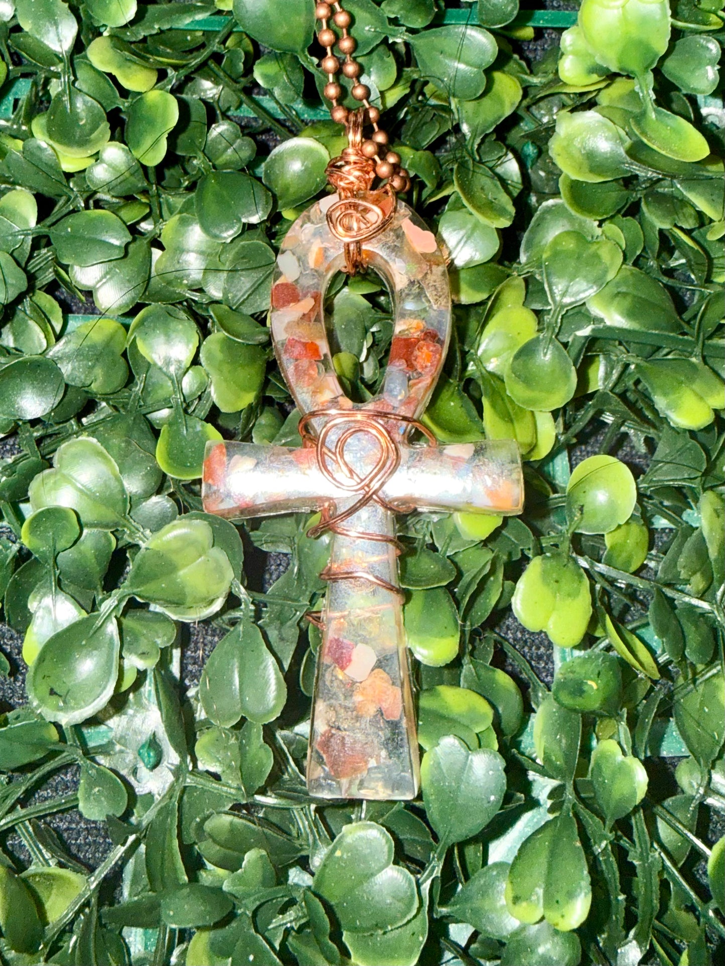 Fire Opal Resin Ankh